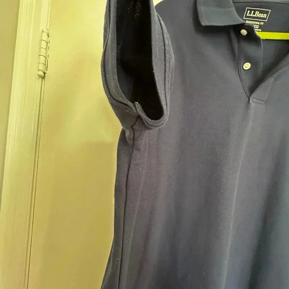 LL Bean Mens Size L Traditional Fit 100% Cotton Polo Shirt Navy Short Sleeve. - Picture 9 of 10
